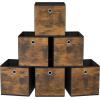 imageSONGMICS Storage Cubes Set of 6 Storage Bins with Handles Foldable Oxford Fabric and NonWoven Fabric Storage Boxes 102 x 102 x 11 Inches Fit Cube Storage Unit Chestnut Brown URFB126K01Rustic Brown