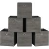 imageSONGMICS Storage Cubes Set of 6 Storage Bins with Handles Foldable Oxford Fabric and NonWoven Fabric Storage Boxes 102 x 102 x 11 Inches Fit Cube Storage Unit Chestnut Brown URFB126K01Misty Gray