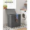 imageSONGMICS Sturdy Double Laundry Hamper with Lid Removable Fabric Bag 142L Large Clothes Hamper 2 Section Laundry Basket with Handles for Closet Laundry Room Bedroom Bathroom Gray ULCB02GDark Gray