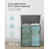imageSONGMICS Sturdy Double Laundry Hamper with Lid Removable Fabric Bag 142L Large Clothes Hamper 2 Section Laundry Basket with Handles for Closet Laundry Room Bedroom Bathroom Gray ULCB02GGrey