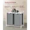 imageVASAGLE Laundry Hamper Laundry Basket Laundry Sorter with 3 PullOut and Removable Bags Shelf Metal Frame 3 x 10 Gallons 38L 364 x 13 x 284 Inches Black and Gray UBLH301G01White  Light Gray