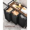 imageVASAGLE Laundry Hamper Laundry Basket Laundry Sorter with 3 PullOut and Removable Bags Shelf Metal Frame 3 x 10 Gallons 38L 364 x 13 x 284 Inches Black and Gray UBLH301G01Black  Rustic Brown