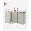imageVASAGLE Laundry Hamper Laundry Basket Laundry Sorter with 3 PullOut and Removable Bags Shelf Metal Frame 3 x 10 Gallons 38L 364 x 13 x 284 Inches Black and Gray UBLH301G01White