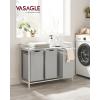 imageVASAGLE Laundry Hamper Laundry Basket Laundry Sorter with 3 PullOut and Removable Bags Shelf Metal Frame 3 x 10 Gallons 38L 364 x 13 x 284 Inches Black and Gray UBLH301G01Dove Gray
