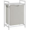 imageVASAGLE Laundry Hamper Laundry Basket Laundry Sorter with 3 PullOut and Removable Bags Shelf Metal Frame 3 x 10 Gallons 38L 364 x 13 x 284 Inches Black and Gray UBLH301G01White