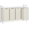 imageVASAGLE Laundry Hamper Laundry Basket Laundry Sorter with 3 PullOut and Removable Bags Shelf Metal Frame 3 x 10 Gallons 38L 364 x 13 x 284 Inches Black and Gray UBLH301G01White
