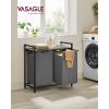 imageVASAGLE Laundry Hamper Laundry Basket Laundry Sorter with 3 PullOut and Removable Bags Shelf Metal Frame 3 x 10 Gallons 38L 364 x 13 x 284 Inches Black and Gray UBLH301G01Gray  Rustic Brown