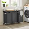 imageVASAGLE Laundry Hamper Laundry Basket Laundry Sorter with 3 PullOut and Removable Bags Shelf Metal Frame 3 x 10 Gallons 38L 364 x 13 x 284 Inches Black and Gray UBLH301G01Black  Gray