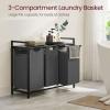 imageVASAGLE Laundry Hamper Laundry Basket Laundry Sorter with 3 PullOut and Removable Bags Shelf Metal Frame 3 x 10 Gallons 38L 364 x 13 x 284 Inches Black and Gray UBLH301G01Black  Gray