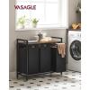 imageVASAGLE Laundry Hamper Laundry Basket Laundry Sorter with 3 PullOut and Removable Bags Shelf Metal Frame 3 x 10 Gallons 38L 364 x 13 x 284 Inches Black and Gray UBLH301G01Black  Rustic Brown