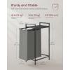 imageVASAGLE Laundry Hamper Laundry Basket Laundry Sorter with 3 PullOut and Removable Bags Shelf Metal Frame 3 x 10 Gallons 38L 364 x 13 x 284 Inches Black and Gray UBLH301G01Gray  Charcoal Gray