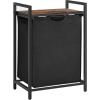 imageVASAGLE Laundry Hamper Laundry Basket Laundry Sorter with 3 PullOut and Removable Bags Shelf Metal Frame 3 x 10 Gallons 38L 364 x 13 x 284 Inches Black and Gray UBLH301G01Black  Rustic Brown