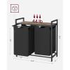 imageVASAGLE Laundry Hamper Laundry Basket Laundry Sorter with 3 PullOut and Removable Bags Shelf Metal Frame 3 x 10 Gallons 38L 364 x 13 x 284 Inches Black and Gray UBLH301G01Black  Rustic Brown