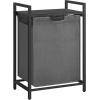 imageVASAGLE Laundry Hamper Laundry Basket Laundry Sorter with 3 PullOut and Removable Bags Shelf Metal Frame 3 x 10 Gallons 38L 364 x 13 x 284 Inches Black and Gray UBLH301G01Black  Gray