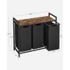 imageVASAGLE Laundry Hamper Laundry Basket Laundry Sorter with 3 PullOut and Removable Bags Shelf Metal Frame 3 x 10 Gallons 38L 364 x 13 x 284 Inches Black and Gray UBLH301G01Black  Rustic Brown