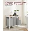 imageVASAGLE Laundry Hamper Laundry Basket Laundry Sorter with 3 PullOut and Removable Bags Shelf Metal Frame 3 x 10 Gallons 38L 364 x 13 x 284 Inches Black and Gray UBLH301G01Dove Gray