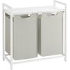 imageVASAGLE Laundry Hamper Laundry Basket Laundry Sorter with 3 PullOut and Removable Bags Shelf Metal Frame 3 x 10 Gallons 38L 364 x 13 x 284 Inches Black and Gray UBLH301G01White