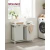 imageVASAGLE Laundry Hamper Laundry Basket Laundry Sorter with 3 PullOut and Removable Bags Shelf Metal Frame 3 x 10 Gallons 38L 364 x 13 x 284 Inches Black and Gray UBLH301G01White