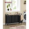 imageVASAGLE Laundry Hamper Laundry Basket Laundry Sorter with 3 PullOut and Removable Bags Shelf Metal Frame 3 x 10 Gallons 38L 364 x 13 x 284 Inches Black and Gray UBLH301G01Black  Rustic Brown