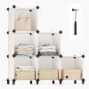 imageSONGMICS 6 Cube Storage Organizer DIY Closet Shelf Plastic Clothes Organizer Modular Bookcase 118 x 118 x 118 Inch Cubes with Feet and Rubber Mallet Black ULPC06HCream White