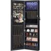 imageSONGMICS 6 LEDs Mirror Jewelry Cabinet 472Inch Tall Lockable Wall or Door Mounted Jewelry Armoire Organizer with Mirror 2 Drawers Gift for Mom 39 x 146 x 472 Inches White UJJC93WBlack