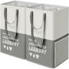 imageSONGMICS Laundry Baskets Laundry Hamper with 2 Compartments 238 Gallon 90L Set of 2 Collapsible WaterRepellent Clothes Hampers Tall Laundry Bag for Bedroom Bathroom Dark Gray ULCB209G22Dark Gray