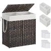 imageSONGMICS Laundry Hamper with Lid 110L Clothes Hamper with 2 Removable Liner Bags 6 Mesh Bags Wicker Laundry Basket Double Laundry Hamper for Laundry Room 13 x 224 x 236 Inches Black ULCB52BKBrown