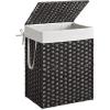 imageSONGMICS Laundry Hamper with Lid 238 Gallon 90 L Synthetic Rattan Clothes Laundry Basket with Lid and Handles Foldable Removable Liner Black ULCB51BKBlack