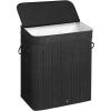 imageSONGMICS Laundry Hamper with Lid Bamboo Launry Basket with Handles Foldable Storage Basket for Laundry Room Bedroom 100L Brown ULCB063K02Ink Black