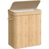 imageSONGMICS Laundry Hamper with Lid Bamboo Launry Basket with Handles Foldable Storage Basket for Laundry Room Bedroom 100L Brown ULCB063K02Natural Beige