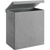 imageSONGMICS Sturdy Double Laundry Hamper with Lid Removable Fabric Bag 142L Large Clothes Hamper 2 Section Laundry Basket with Handles for Closet Laundry Room Bedroom Bathroom Gray ULCB02GGrey