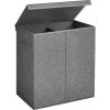 imageSONGMICS Sturdy Double Laundry Hamper with Lid Removable Fabric Bag 142L Large Clothes Hamper 2 Section Laundry Basket with Handles for Closet Laundry Room Bedroom Bathroom Gray ULCB02GDark Gray