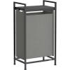 imageVASAGLE Laundry Hamper Laundry Basket Laundry Sorter with 3 PullOut and Removable Bags Shelf Metal Frame 3 x 10 Gallons 38L 364 x 13 x 284 Inches Black and Gray UBLH301G01Gray  Charcoal Gray