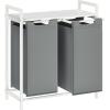 imageVASAGLE Laundry Hamper Laundry Basket Laundry Sorter with 3 PullOut and Removable Bags Shelf Metal Frame 3 x 10 Gallons 38L 364 x 13 x 284 Inches Black and Gray UBLH301G01White  Light Gray