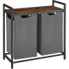 imageVASAGLE Laundry Hamper Laundry Basket Laundry Sorter with 3 PullOut and Removable Bags Shelf Metal Frame 3 x 10 Gallons 38L 364 x 13 x 284 Inches Black and Gray UBLH301G01Gray  Rustic Brown