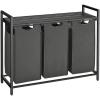 imageVASAGLE Laundry Hamper Laundry Basket Laundry Sorter with 3 PullOut and Removable Bags Shelf Metal Frame 3 x 10 Gallons 38L 364 x 13 x 284 Inches Black and Gray UBLH301G01Black  Gray