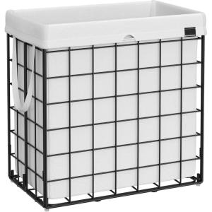 imageSONGMICS Laundry Hamper 238 Gal 90L Laundry Basket Collapsible Clothes Hamper Black and White ULCB190W01Cream White