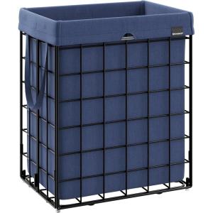imageSONGMICS Laundry Hamper 238 Gal 90L Laundry Basket Collapsible Clothes Hamper Black and White ULCB190W01Negro  Azul Carbn