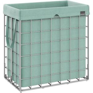 imageSONGMICS Laundry Hamper 238 Gal 90L Laundry Basket Collapsible Clothes Hamper Black and White ULCB190W01Silver  Mint Green
