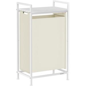 imageVASAGLE Laundry Hamper Laundry Basket Laundry Sorter with 3 PullOut and Removable Bags Shelf Metal Frame 3 x 10 Gallons 38L 364 x 13 x 284 Inches Black and Gray UBLH301G01White  Cloud White