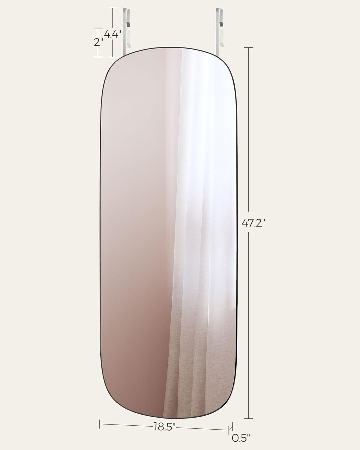 imageSONGMICS Full Length Wall Mirror Over The Door Mirror 472quot x 185quot Arched Hanging Mirror Frameless Glass Mirror Decor for Bedroom Living Room Dressing Room Black ULFM010B01Geometric