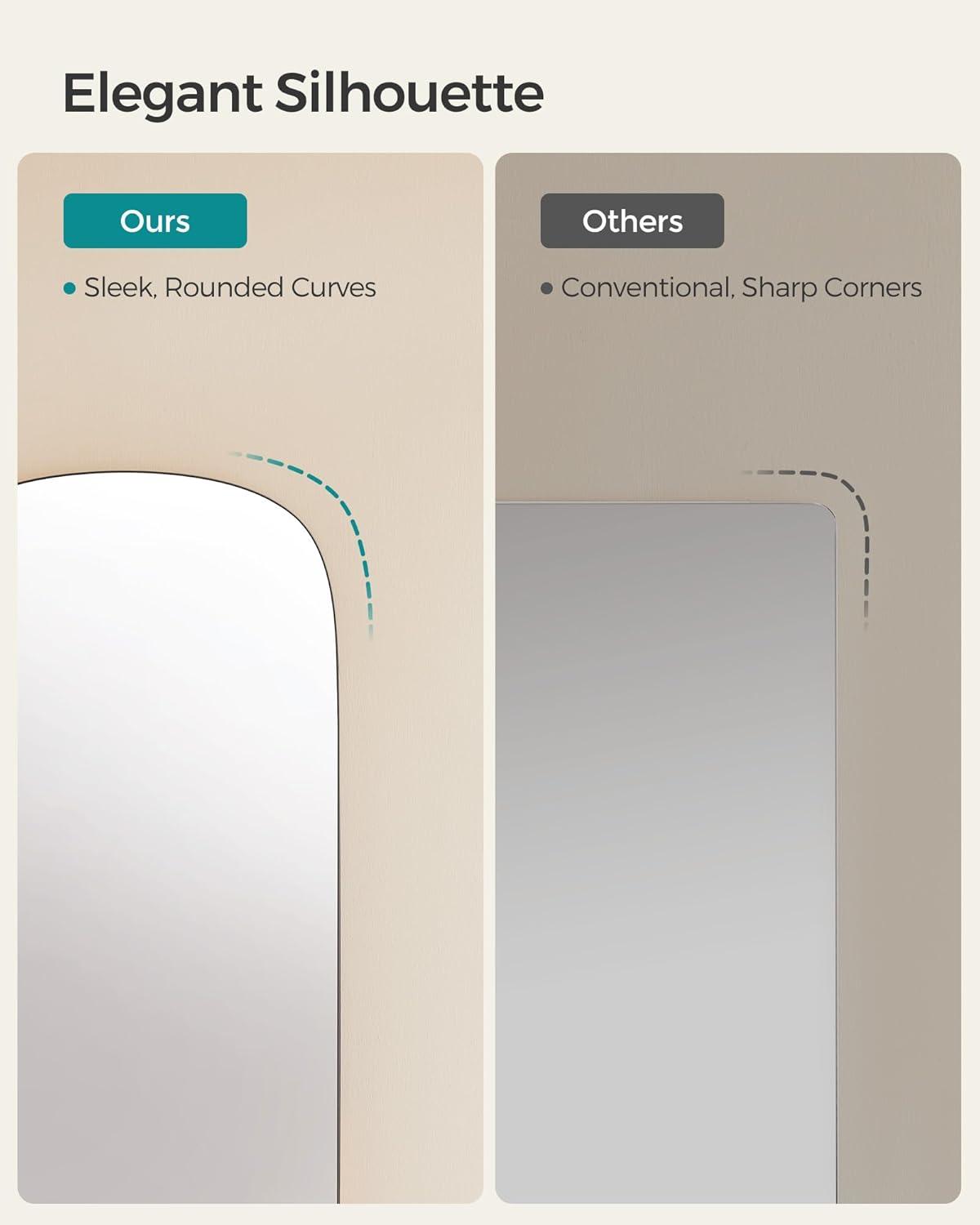 imageSONGMICS Full Length Wall Mirror Over The Door Mirror 472quot x 185quot Arched Hanging Mirror Frameless Glass Mirror Decor for Bedroom Living Room Dressing Room Black ULFM010B01Geometric
