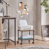 imageSONGMICS 3 Tier Wide Printer Stand with Wheels Rolling Printer Table Cart with Metal Storage Shelf for Home and Office 161 x 122 x 15 Inches Black ULGR301B01Rustic Brown  Black