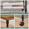 imageSONGMICS 3 Tier Wide Printer Stand with Wheels Rolling Printer Table Cart with Metal Storage Shelf for Home and Office 161 x 122 x 15 Inches Black ULGR301B01Rustic Brown  Black