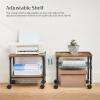 imageSONGMICS 3 Tier Wide Printer Stand with Wheels Rolling Printer Table Cart with Metal Storage Shelf for Home and Office 161 x 122 x 15 Inches Black ULGR301B01Rustic Brown  Black