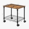 imageSONGMICS 3 Tier Wide Printer Stand with Wheels Rolling Printer Table Cart with Metal Storage Shelf for Home and Office 161 x 122 x 15 Inches Black ULGR301B01Rustic Brown  Black