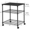 imageSONGMICS 3 Tier Wide Printer Stand with Wheels Rolling Printer Table Cart with Metal Storage Shelf for Home and Office 161 x 122 x 15 Inches Black ULGR301B01Black