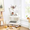 imageSONGMICS 3Tier Metal Rolling Cart Utility Cart Kitchen Cart with Adjustable Shelves Storage Trolley with 2 Brakes Easy Assembly for Kitchen Office Bathroom Black UBSC60BWhite