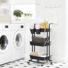 imageSONGMICS 3Tier Metal Rolling Cart Utility Cart Kitchen Cart with Adjustable Shelves Storage Trolley with 2 Brakes Easy Assembly for Kitchen Office Bathroom Black UBSC60BBlack