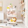 imageSONGMICS 3Tier Metal Rolling Cart Utility Cart Kitchen Cart with Adjustable Shelves Storage Trolley with 2 Brakes Easy Assembly for Kitchen Office Bathroom Black UBSC60BWhite